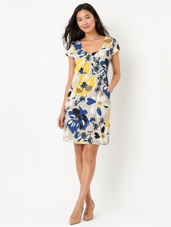 Boden Dresses & Skirts - Boden Dress Floral Sheath Mini US 6 Cotton Lined Pockets Blue Yellow Summer